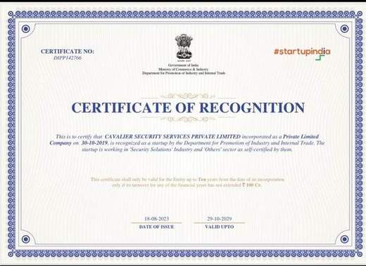 Startup India recognition certificate