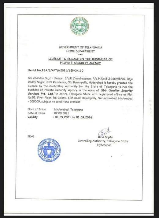PASARA licence certificate