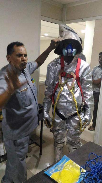 Aluminised fire proximity suit demonstration