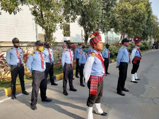 Ceremonial inspection with turbaned guard of honour