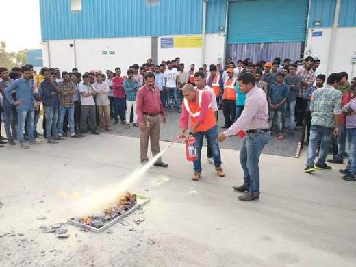 Safety officers leading a fire drill
