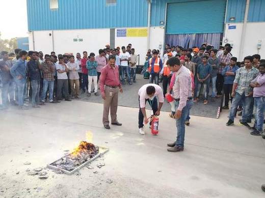 Live fire tray drill during a safety session